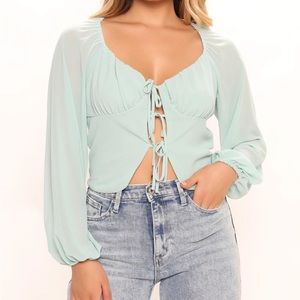 Love Tree Tie and Cropped Blouse Size S